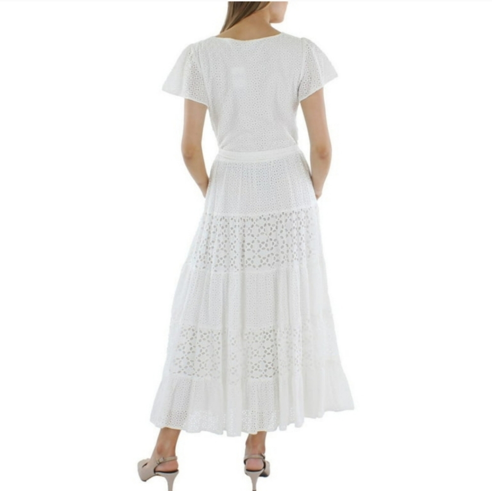 Ralph Lauren White Eyelet Wrap Dress NWT Size 14 - Picture 3 of 8